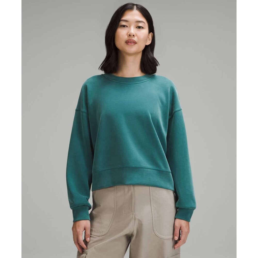Lululemon Perfectly Oversized Cropped Crew Softstreme Sweater Storm Teal 2
